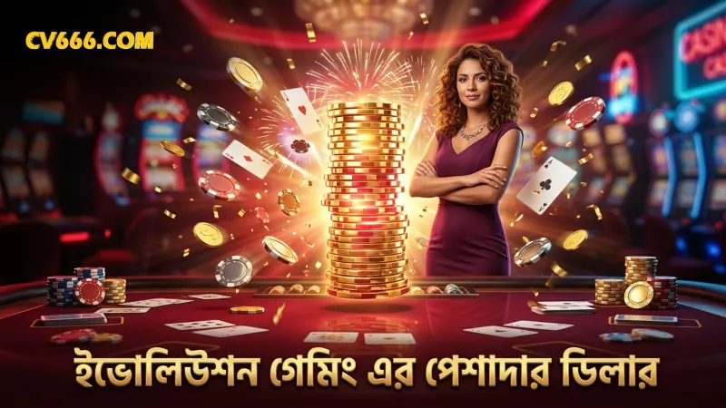 ইভোলিউশন গেমিং লাইভে পেশাদার ডিলাররা খেলার মান বৃদ্ধি করে।